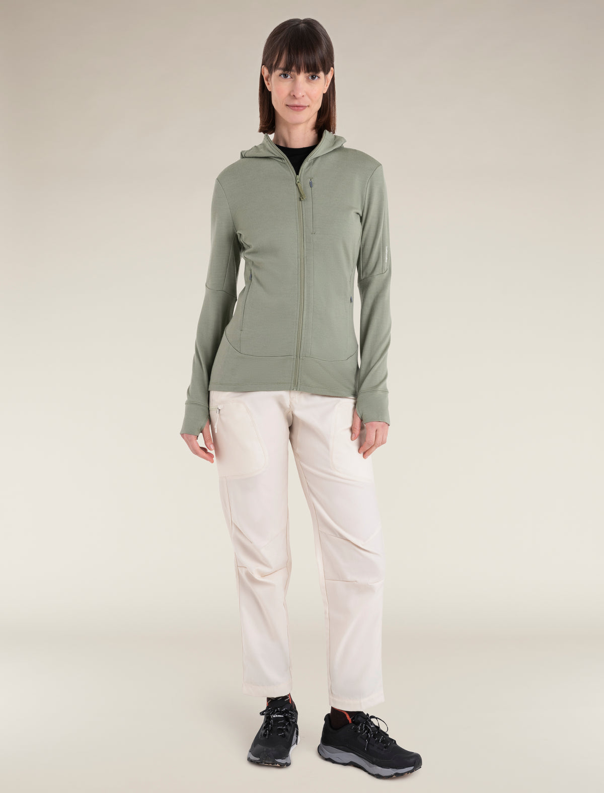 Women's Merino 260 Quantum Long Sleeve Zip Hoodie Oil/Black/Silver - 3