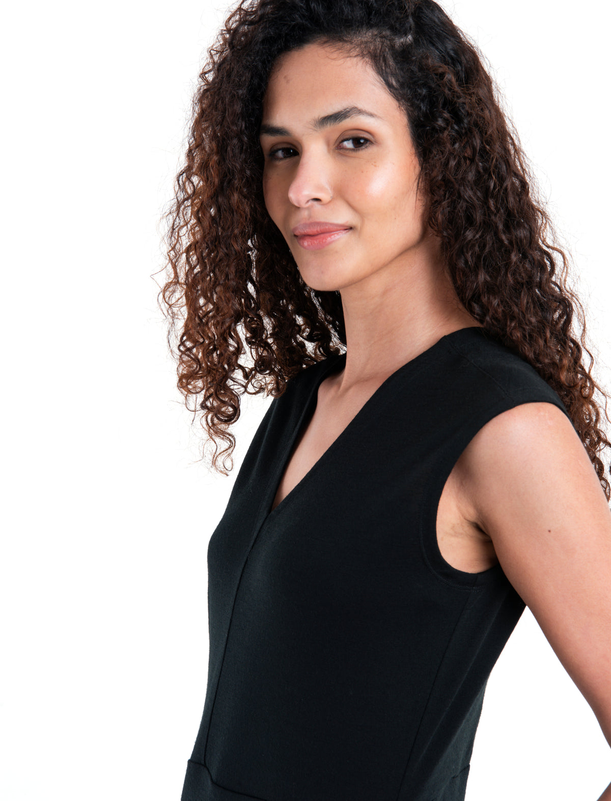 Women's Merino 200 Granary Sleeveless V Neck Dress Black - 7