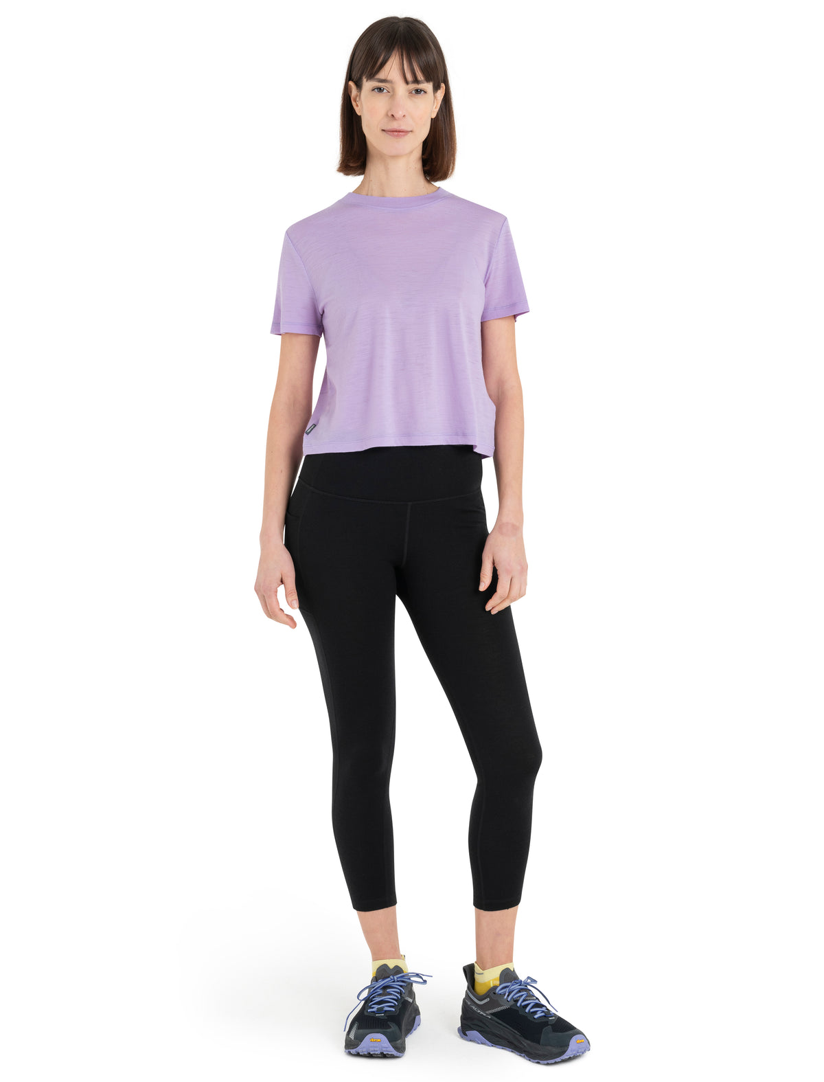 Women's Merino 150 Tech Lite Short Sleeve Crop T-Shirt Purple Gaze - 3