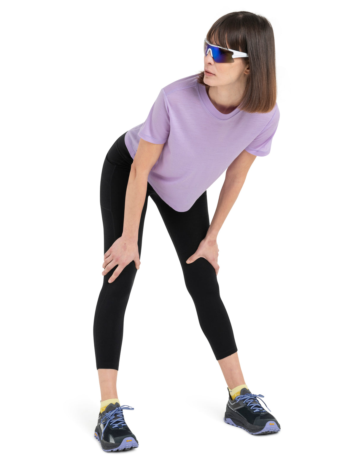 Women's Merino 150 Tech Lite Short Sleeve Crop T-Shirt Purple Gaze - 4