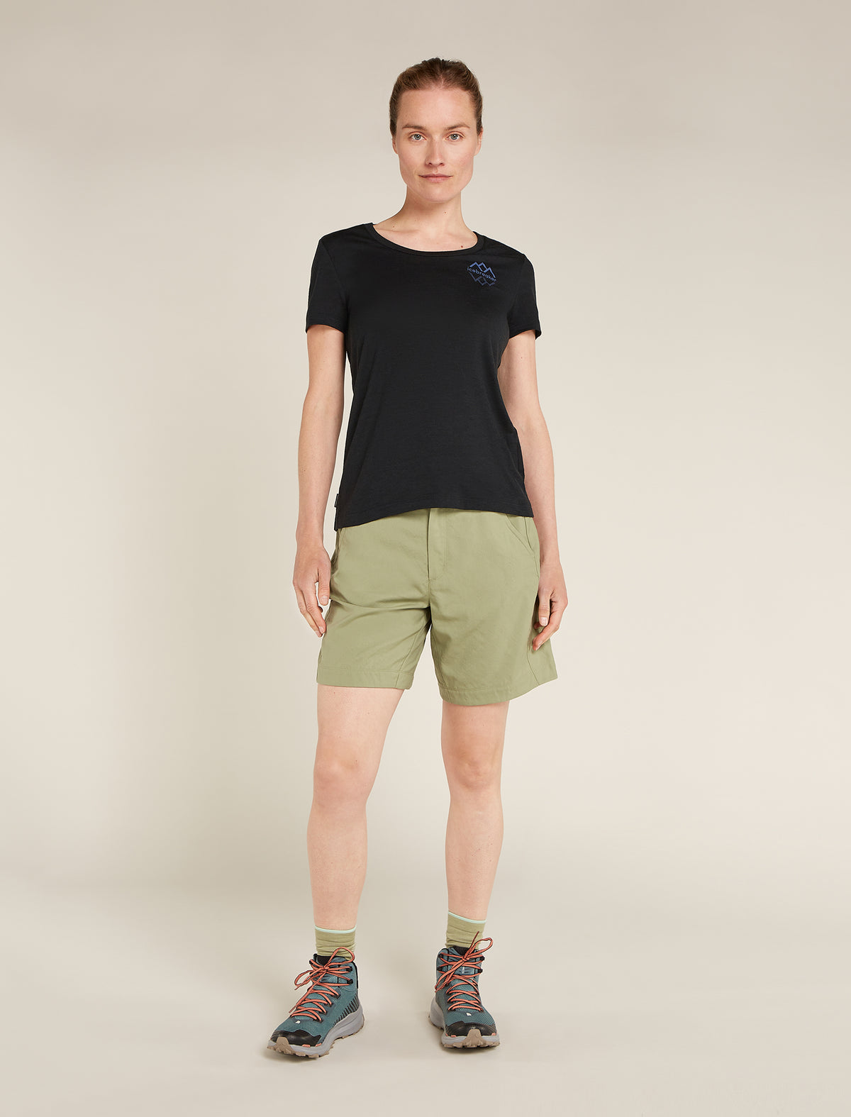 Women's Merino 150 Tech Lite Short Sleeve Scoop T-Shirt Icebreaker Logo Reflections  - 3
