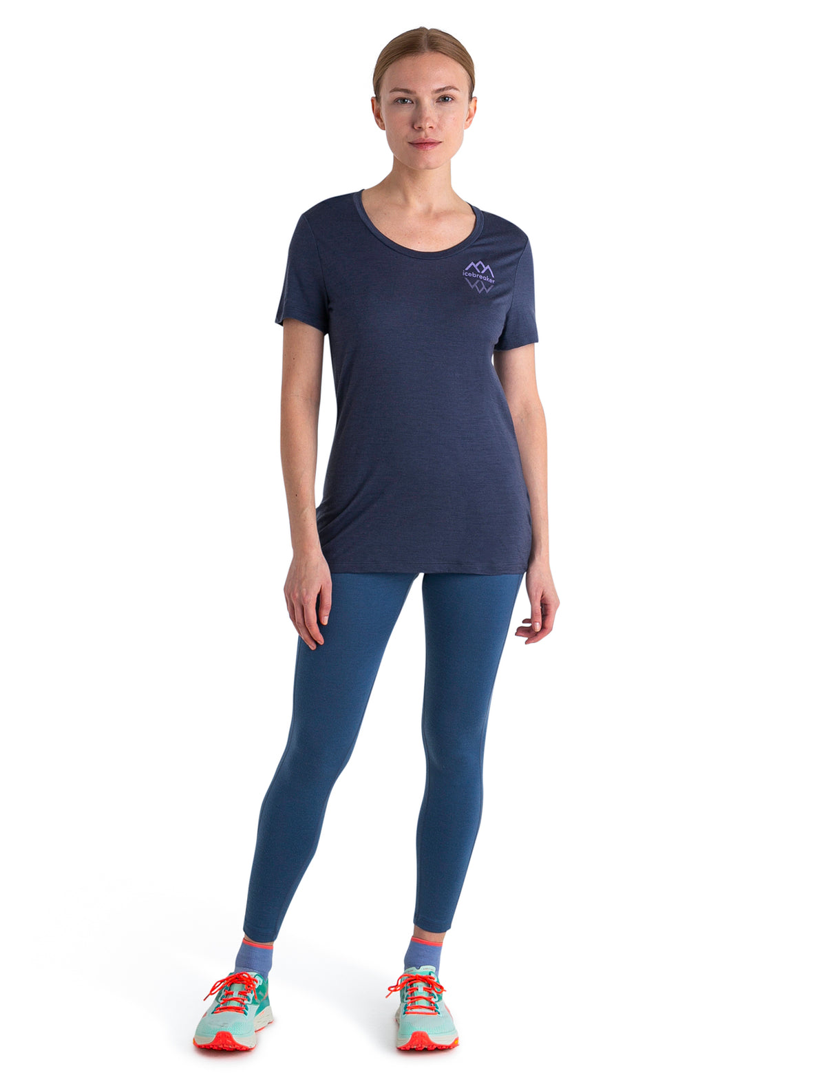 Women's Merino 150 Tech Lite Short Sleeve Scoop T-Shirt Icebreaker Logo Reflections  - 3