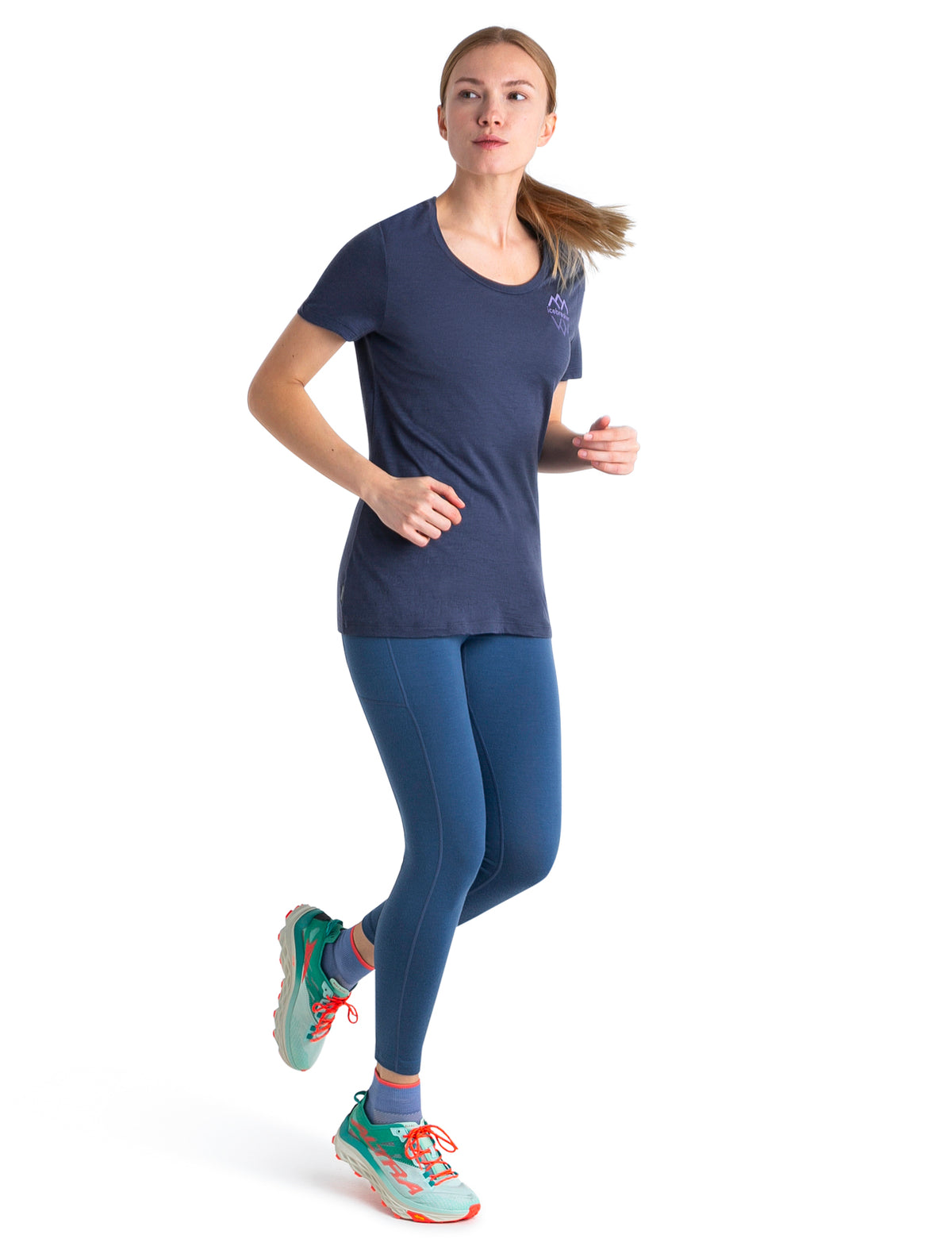 Women's Merino 150 Tech Lite Short Sleeve Scoop T-Shirt Icebreaker Logo Reflections  - 4