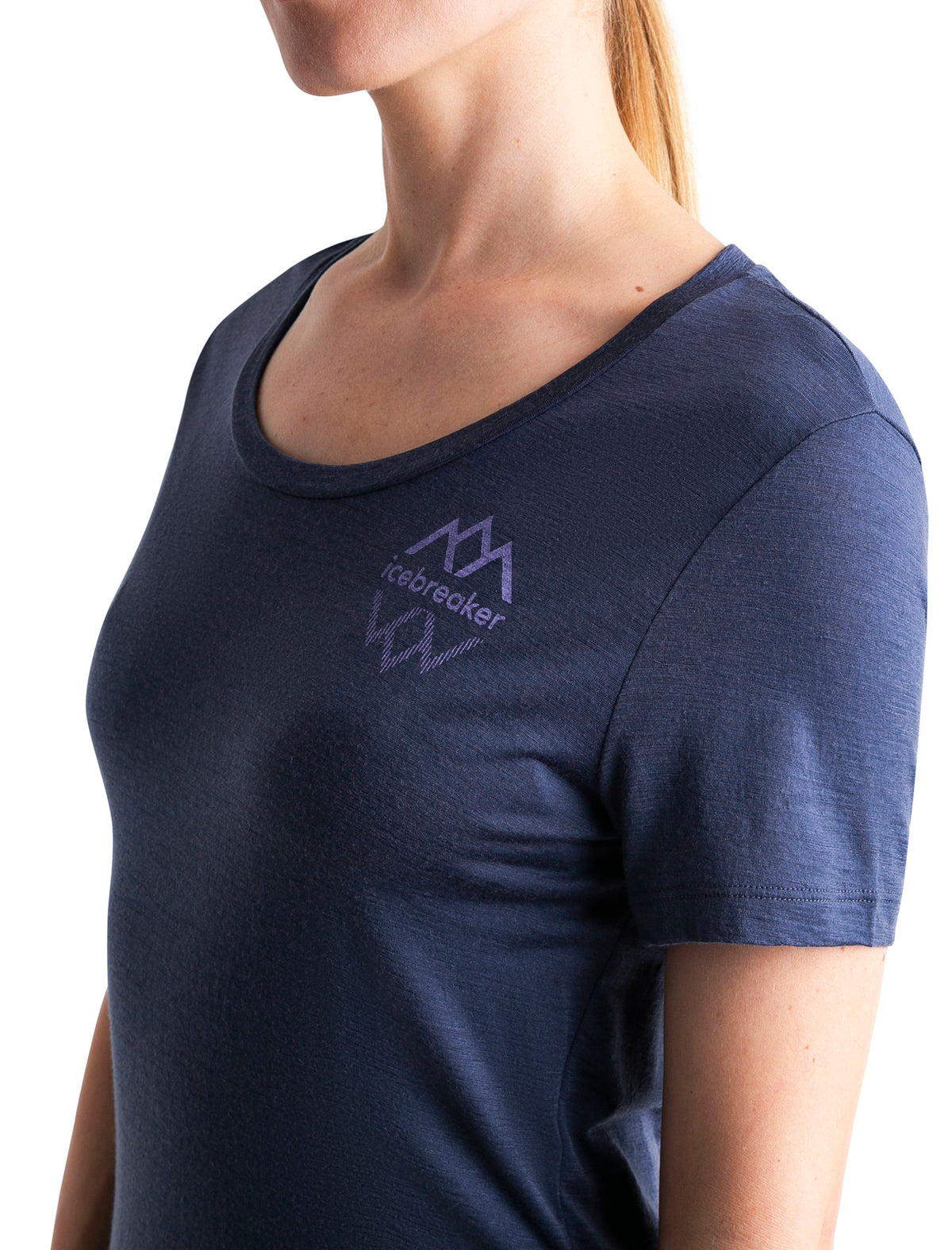 Women's Merino 150 Tech Lite Short Sleeve Scoop T-Shirt Icebreaker Logo Reflections  - 5