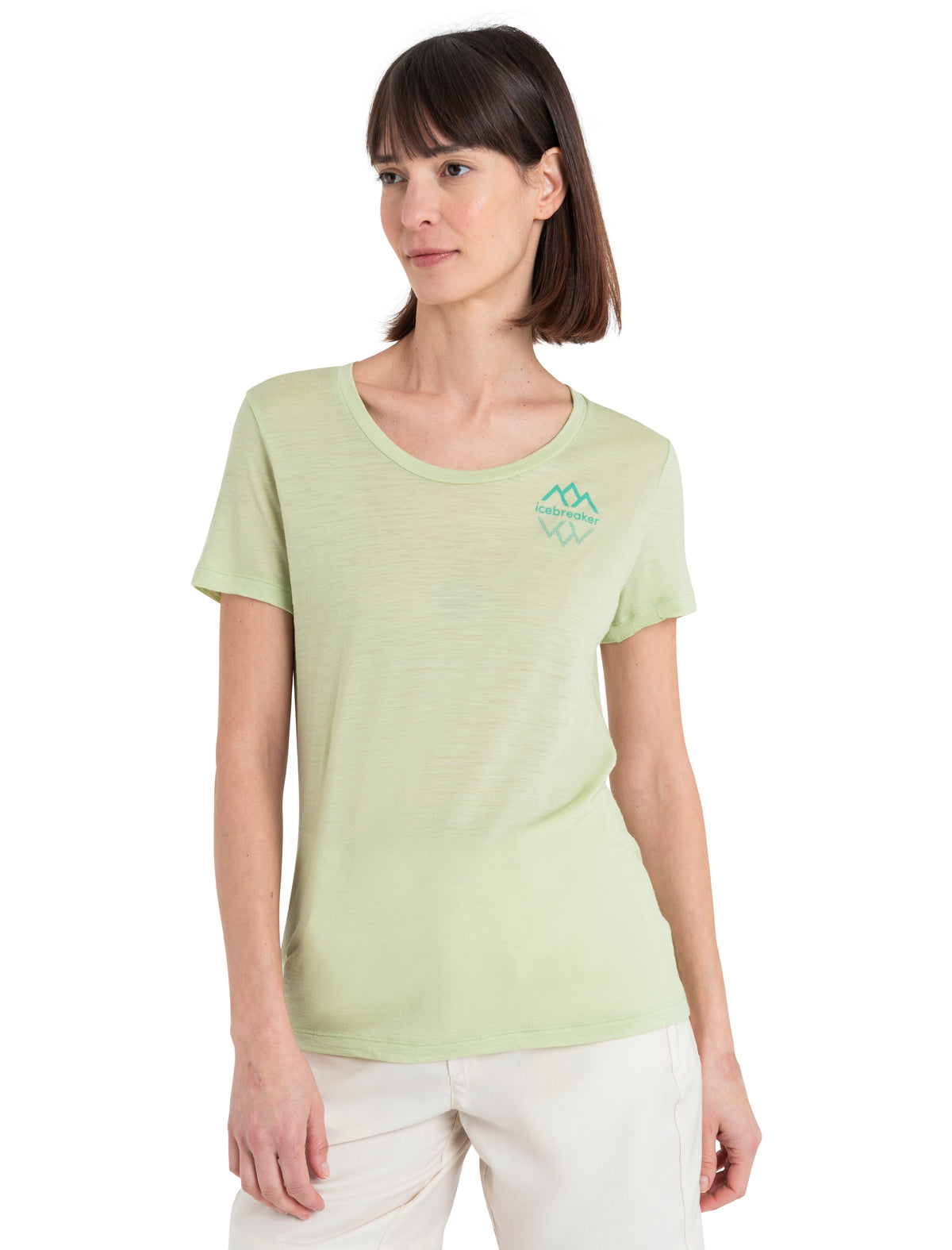 Women's Merino 150 Tech Lite Short Sleeve Scoop T-Shirt Icebreaker Logo Reflections  - 1