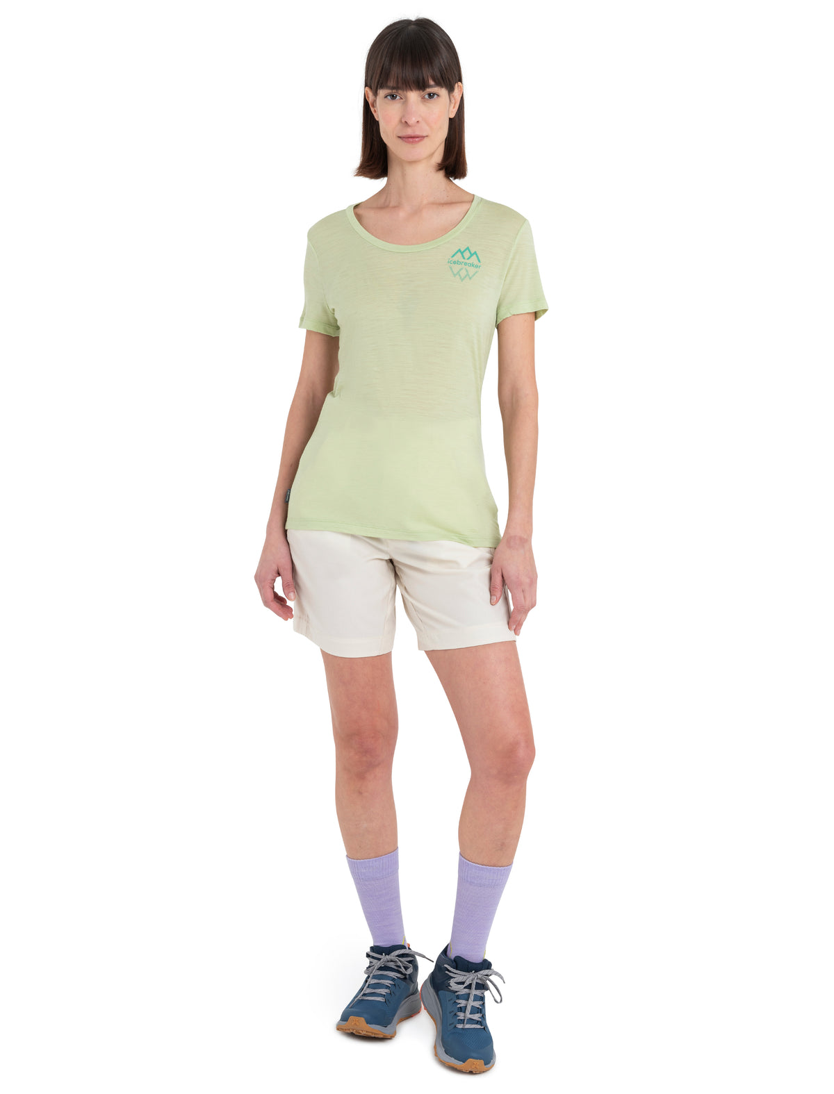 Women's Merino 150 Tech Lite Short Sleeve Scoop T-Shirt Icebreaker Logo Reflections  - 3