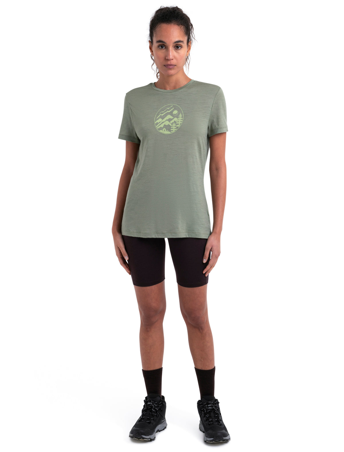 Women's Merino 150 Tech Lite Short Sleeve T-Shirt Camping Circle Oil/Black/Silver - 3