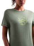 Women's Merino 150 Tech Lite Short Sleeve T-Shirt Camping Circle Oil/Black/Silver - 5