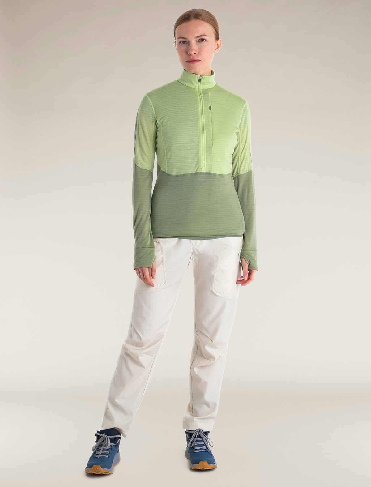 Women's Merino Blend 200 Realfleece™ Descender Long Sleeve Half Zip Jacket Glazen/Lichen - 3