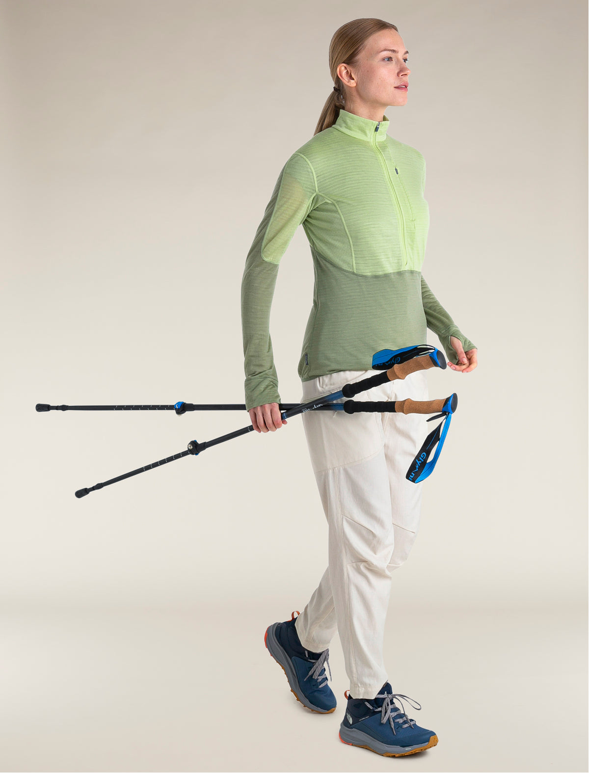 Women's Merino Blend 200 Realfleece™ Descender Long Sleeve Half Zip Jacket Glazen/Lichen - 4