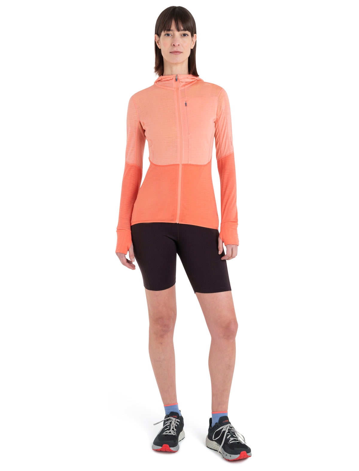 Women's Merino Blend 200 Realfleece™ Descender Long Sleeve Zip Hoodie Glow/Tang - 3