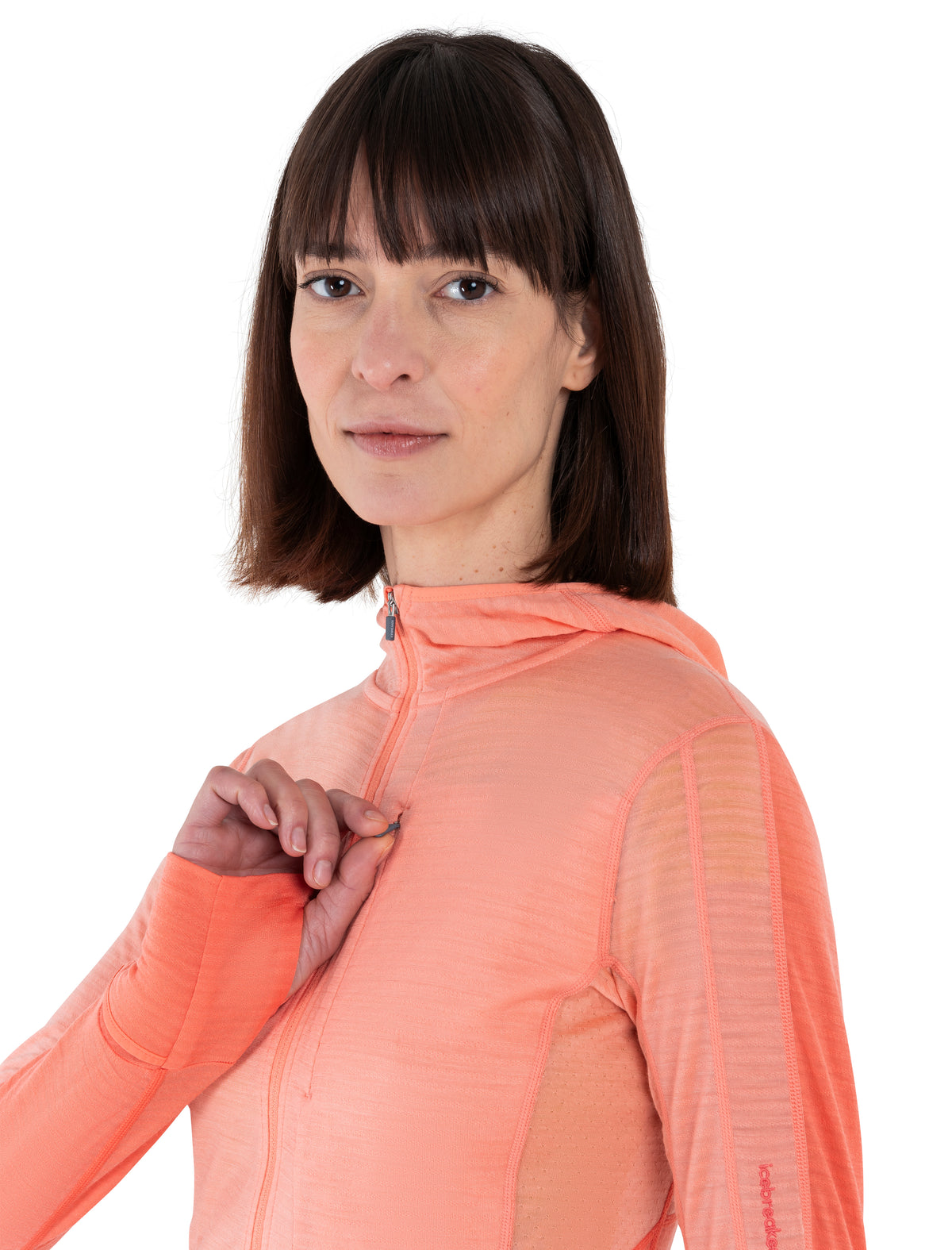 Women's Merino Blend 200 Realfleece™ Descender Long Sleeve Zip Hoodie Glow/Tang - 6