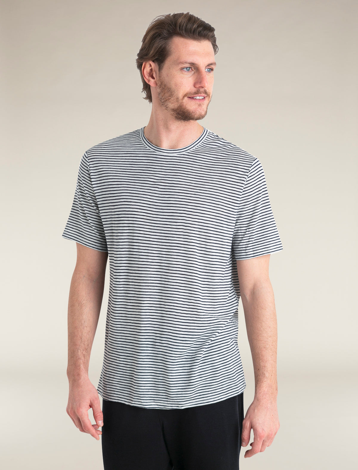 Men's Merino Linen T-Shirt Stripe  - 1