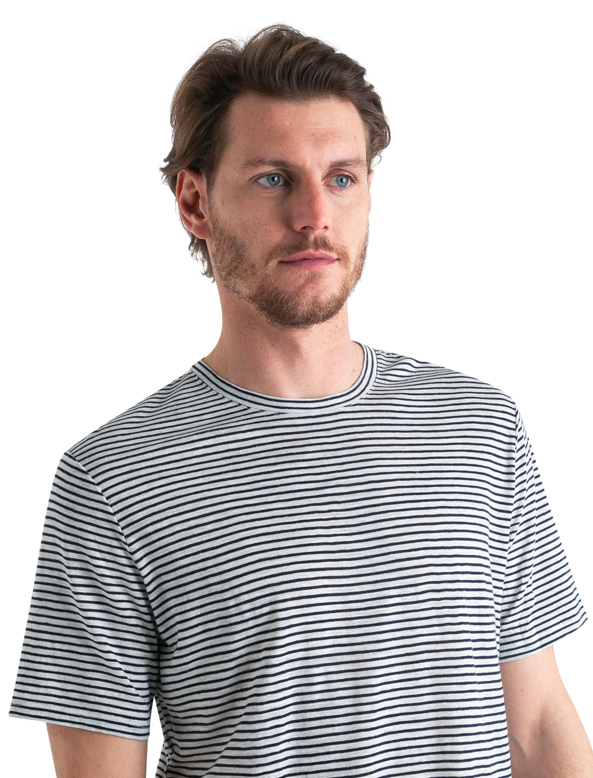 Men's Merino Linen T-Shirt Stripe  - 4