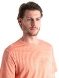 Men's Merino Linen T-Shirt Stripe Ember/Snow - 4