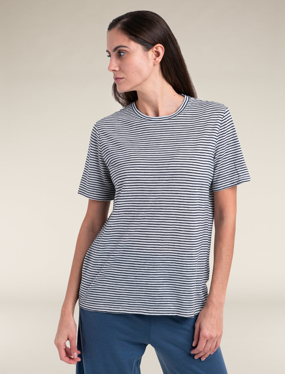 Women's Merino Linen T-Shirt Stripe  - 1
