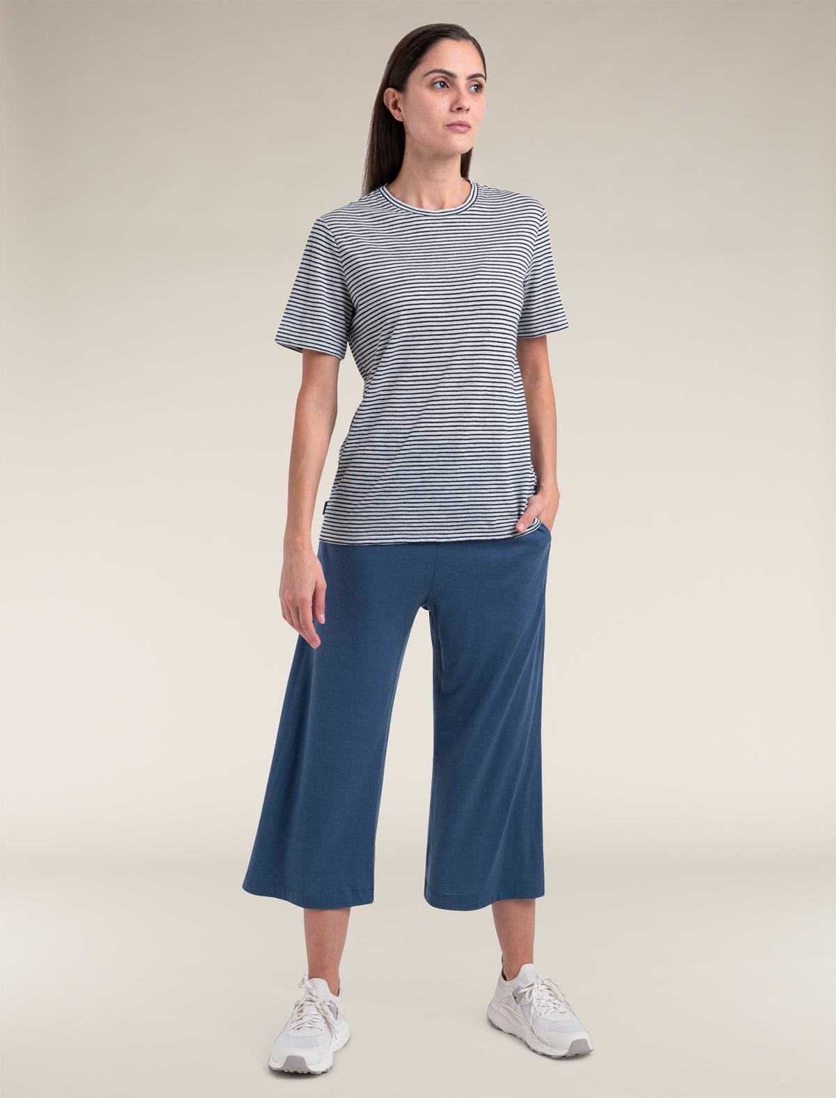 Women's Merino Linen T-Shirt Stripe  - 2