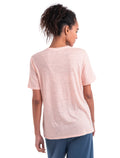Women's Merino Linen T-Shirt Stripe Snow/Glow - 2