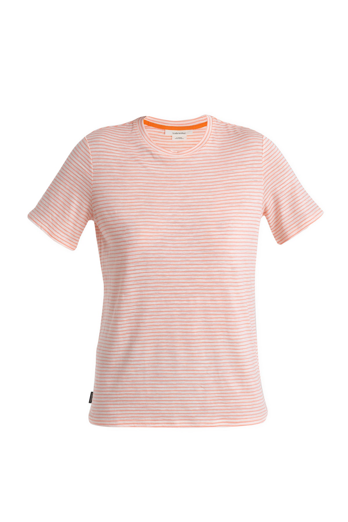 Women's Merino Linen T-Shirt Stripe Snow/Glow - 8