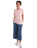 Women's Merino Linen T-Shirt Stripe Snow/Glow - 5