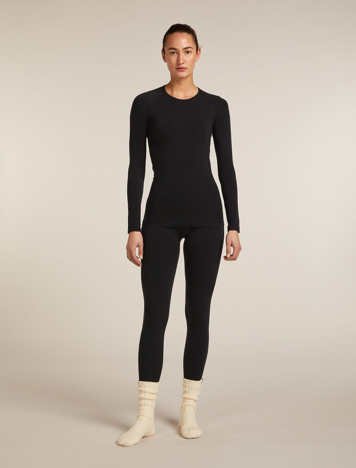 Women's Merino Blend 260 ZoneKnit™ Seamless Long Sleeve Crewe Thermal Top Black - 10