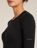 Women's Merino Blend 260 ZoneKnit™ Seamless Long Sleeve Crewe Thermal Top Black - 5