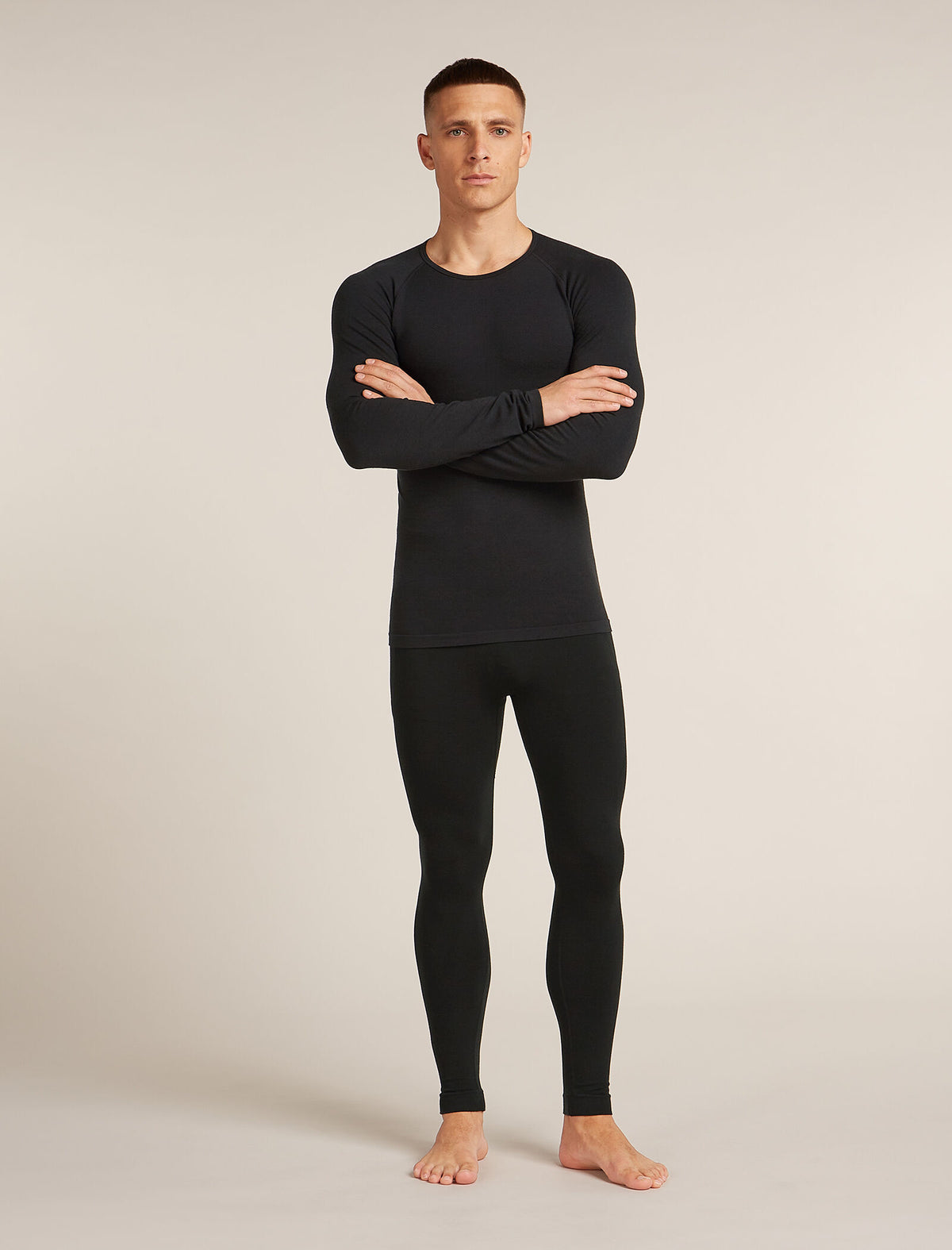 Men's Merino Blend 260 ZoneKnit™ Seamless  Long Sleeve Crewe Thermal Top Black - 3