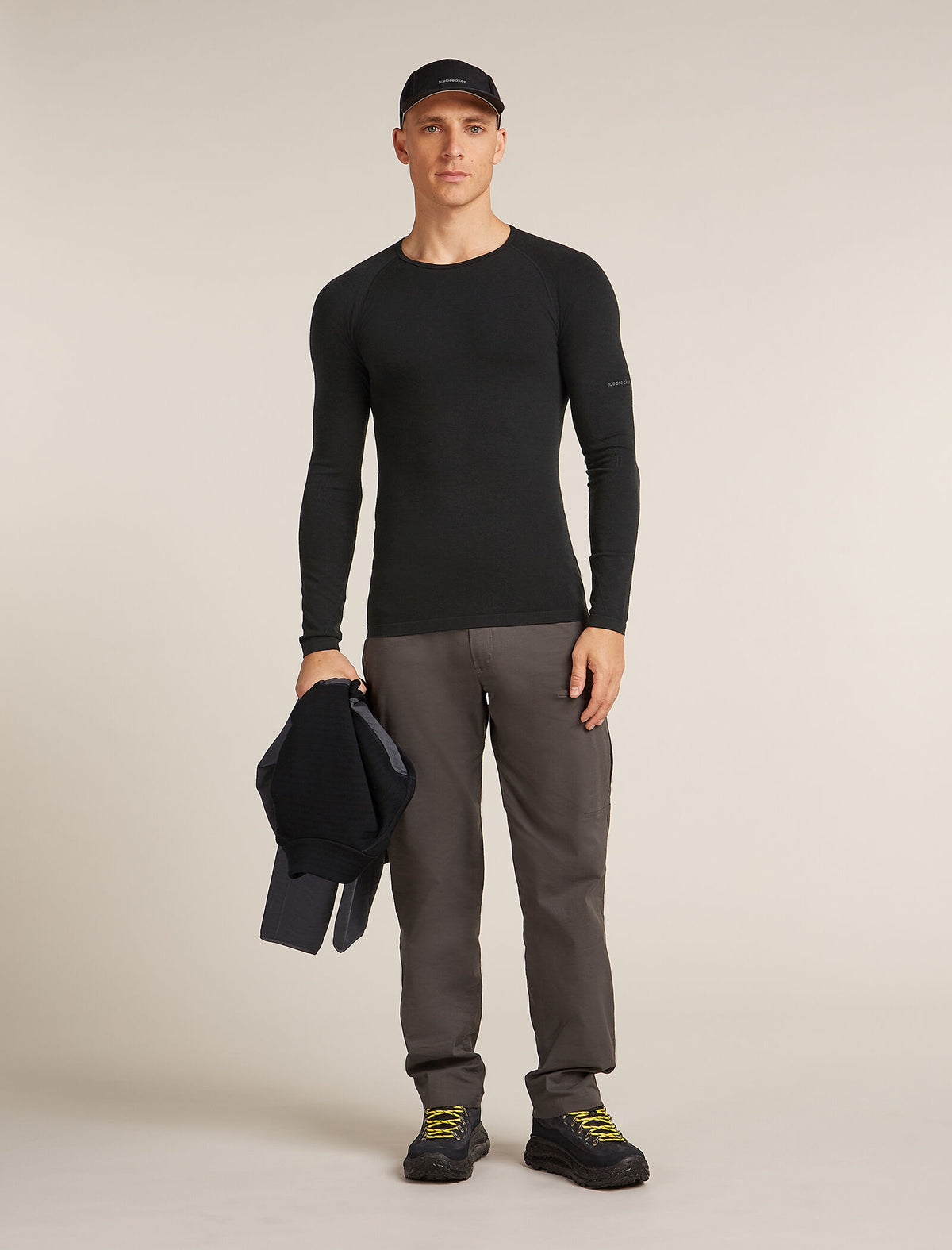 Men's Merino Blend 260 ZoneKnit™ Seamless  Long Sleeve Crewe Thermal Top Black - 4