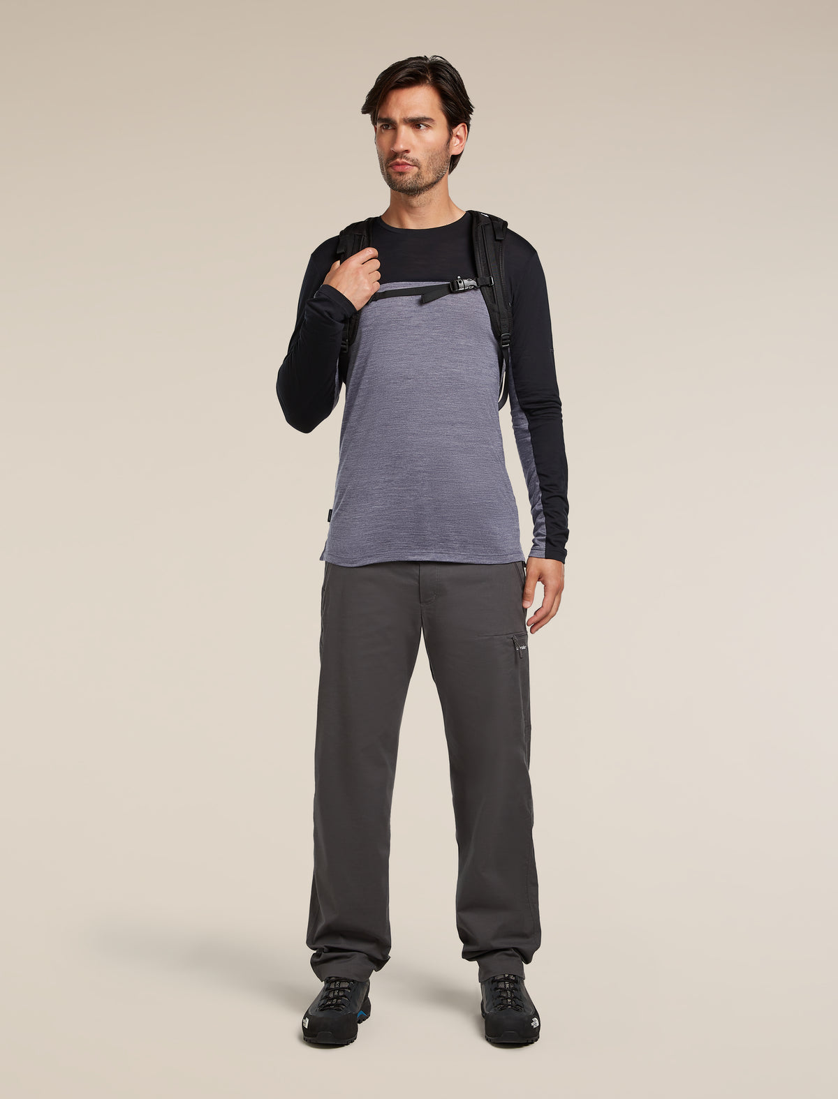 Men's Merino Blend 125 Cool-Lite™ Sphere Long Sleeve T-Shirt Colour Block Graphite Heather - 4