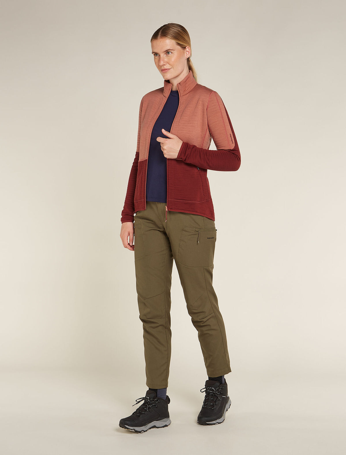 Women's Merino 400 RealFleece™ Descender Long Sleeve Zip Jacket Cedar Wood/Port - 4