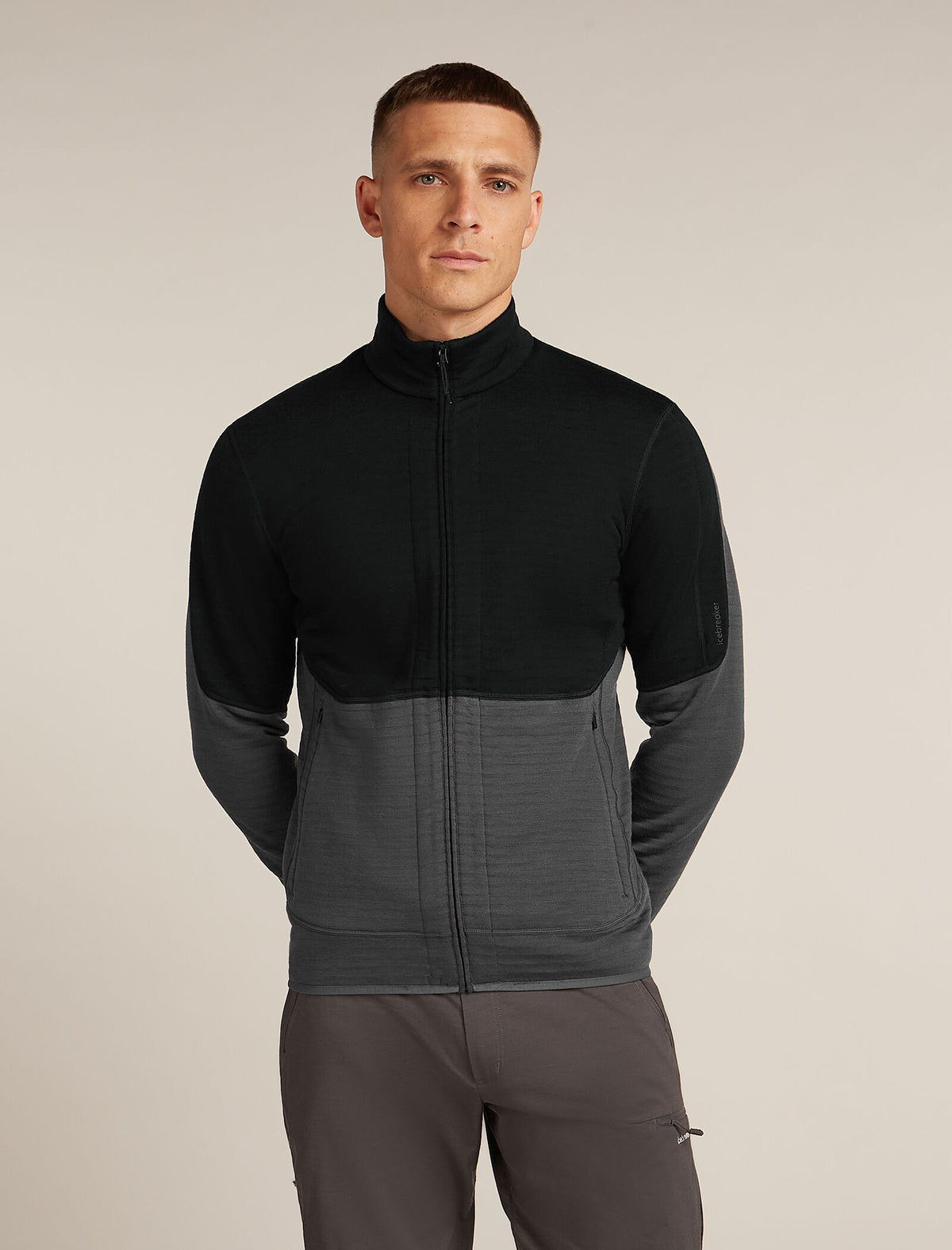 Men's Merino 400 RealFleece™ Descender Long Sleeve Zip Jacket Black/Obsidian - 1