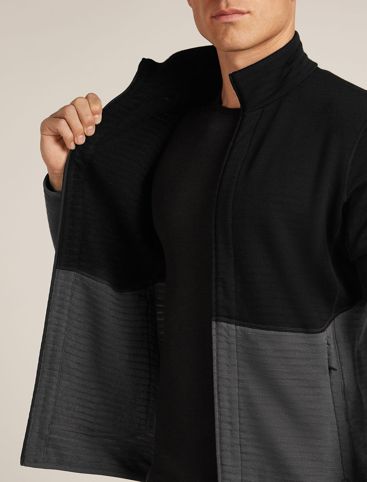 Men's Merino 400 RealFleece™ Descender Long Sleeve Zip Jacket Black/Obsidian - 9