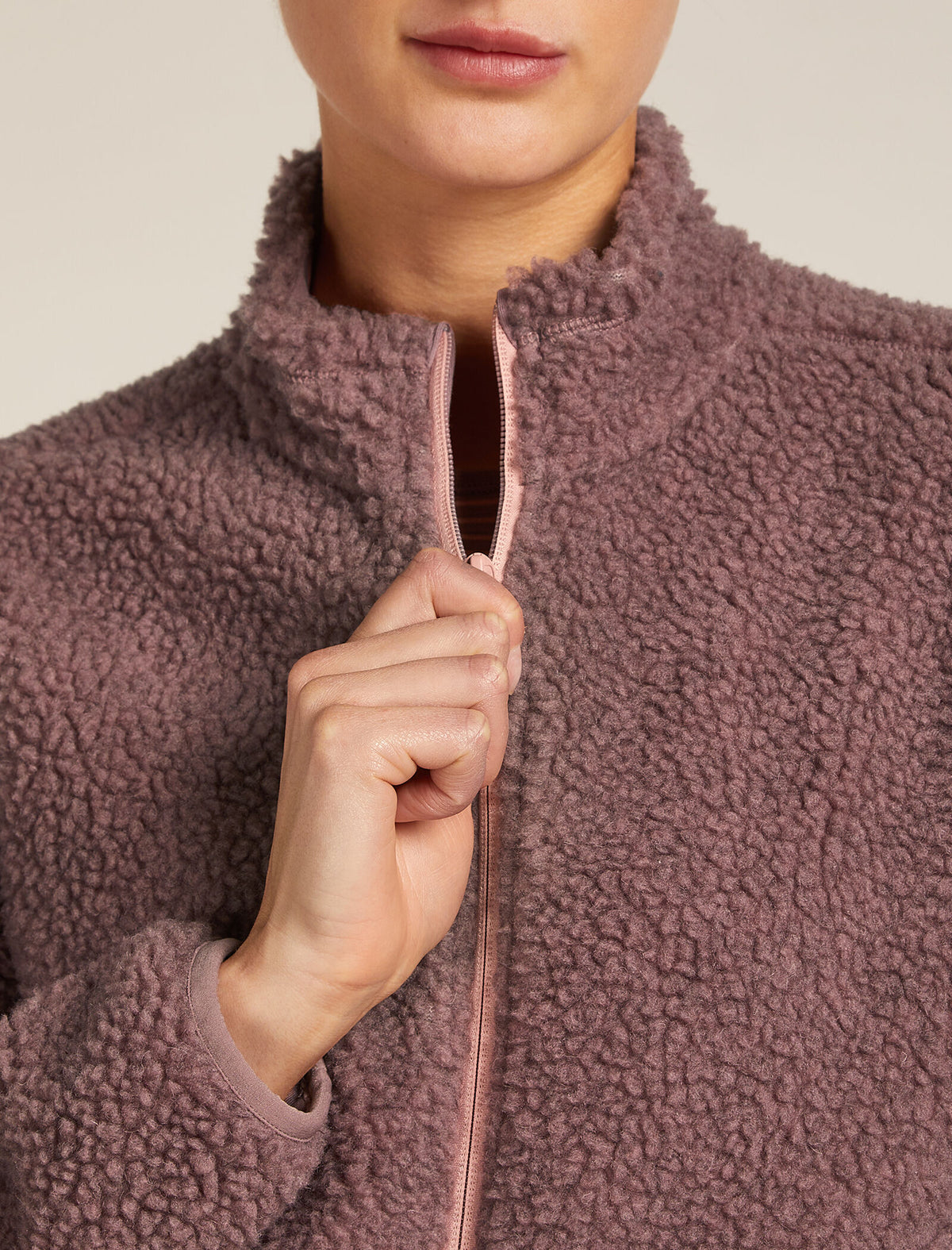 Women's Merino Blend 960 RealFleece™ High Pile Long Sleeve Zip Jacket Summit Dk Hthr/Blush - 6