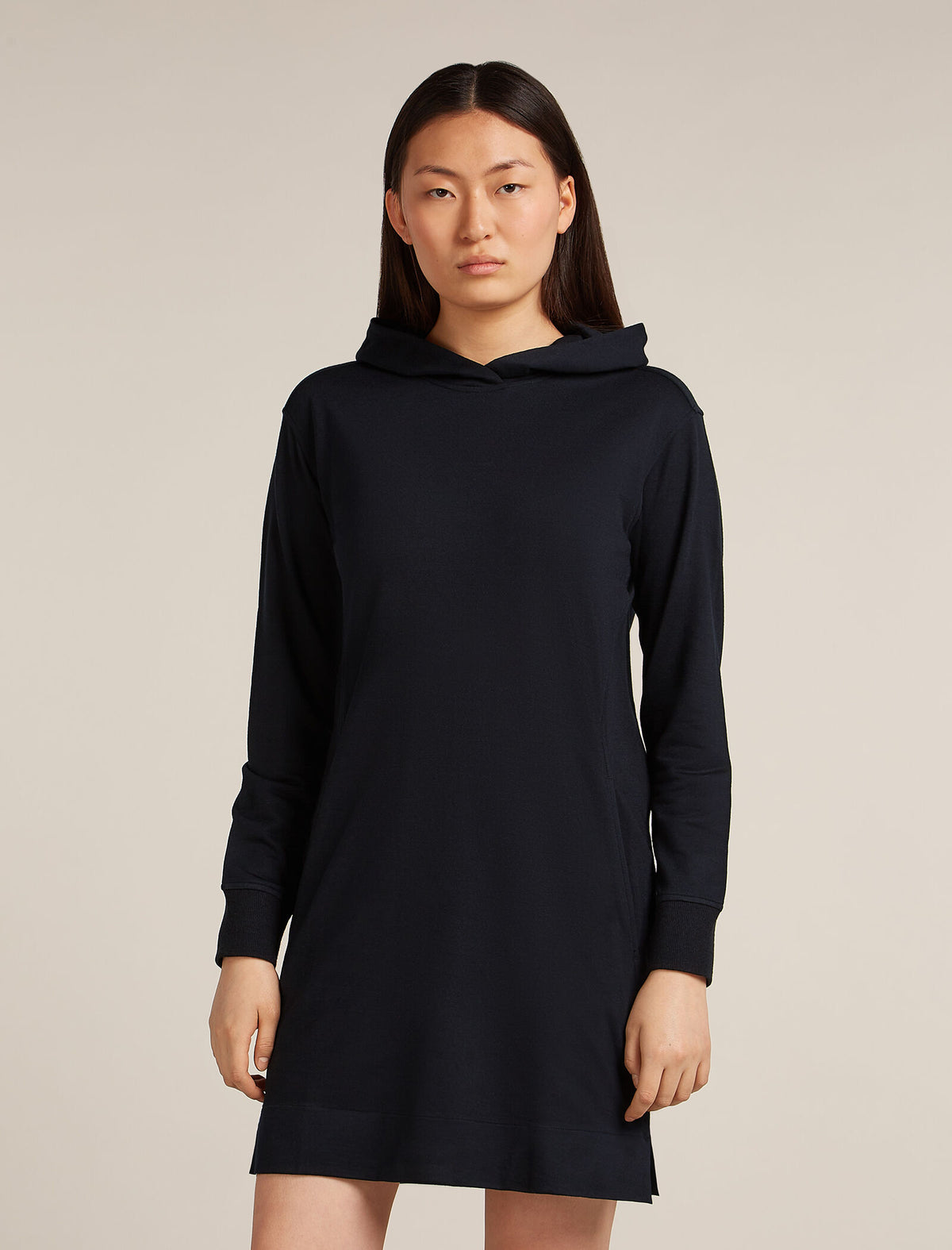 Women's Merino Blend 200 Crush Long Sleeve Dress Black - 1