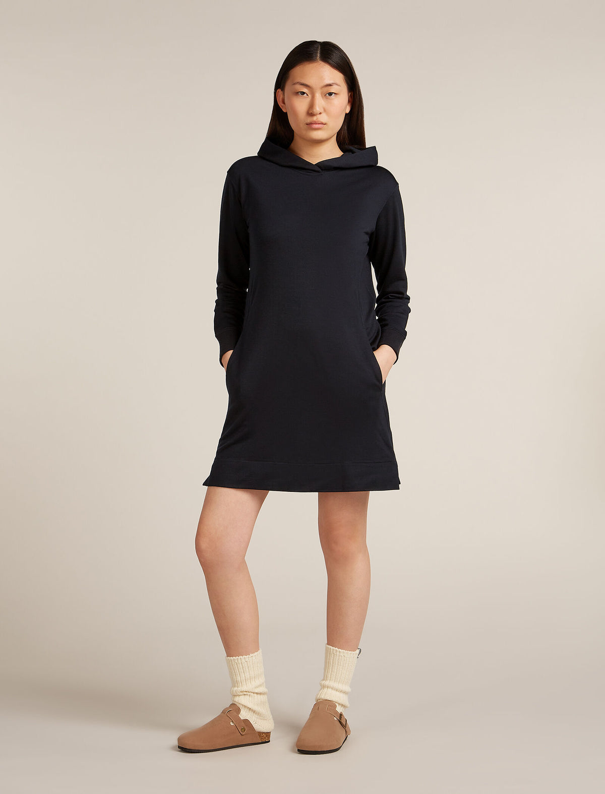 Women's Merino Blend 200 Crush Long Sleeve Dress Black - 3