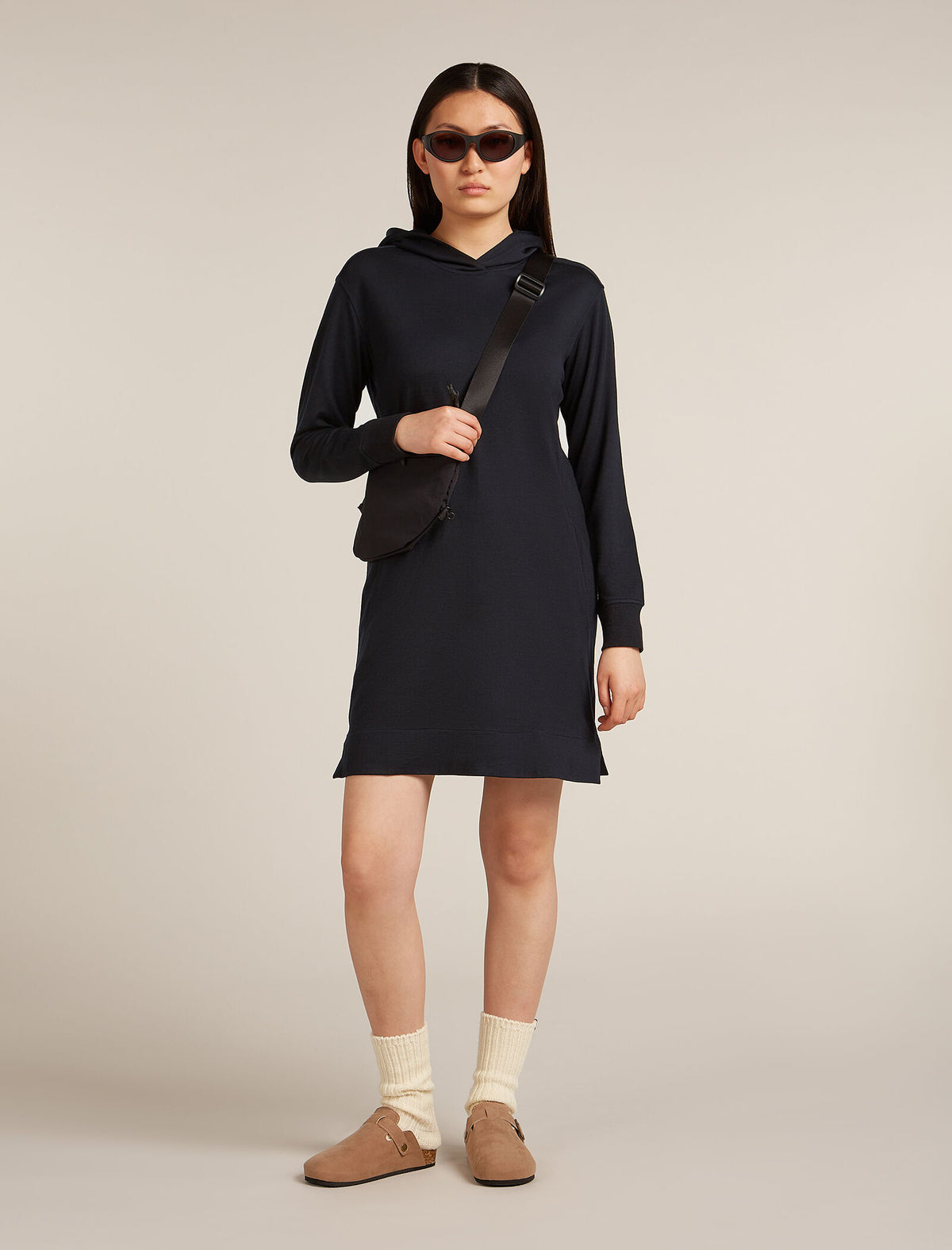 Women's Merino Blend 200 Crush Long Sleeve Dress Black - 4