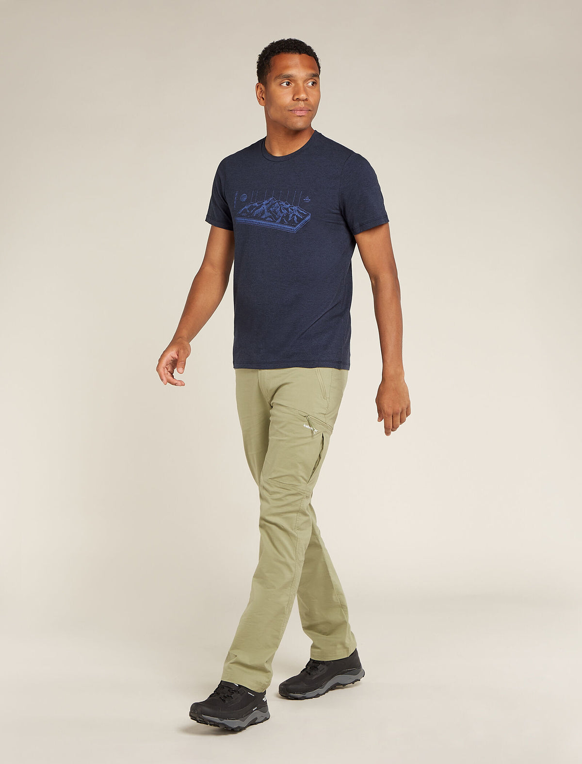 Men's Merino Blend Central Classic Short Sleeve T-Shirt Alps 3D  - 3