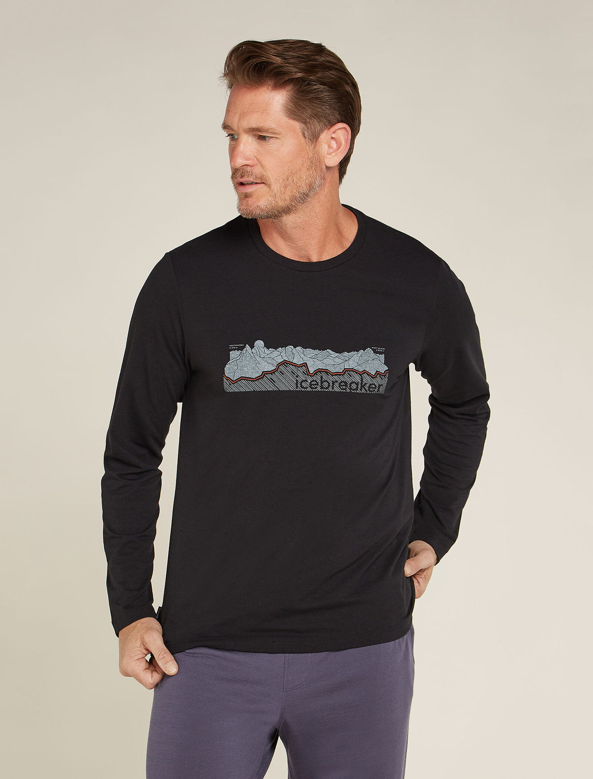 Men's Merino Blend Central Classic Long Sleeve T-Shirt Haute Route  - 1