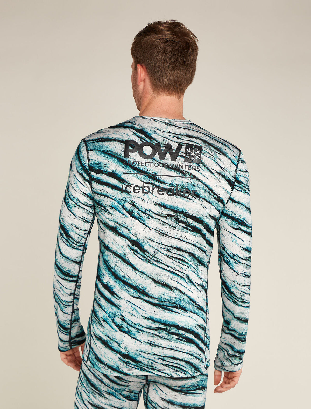 Men's Merino 200 Oasis Long Sleeve Crewe Thermal Top Protect Our Winters AOP  - 2
