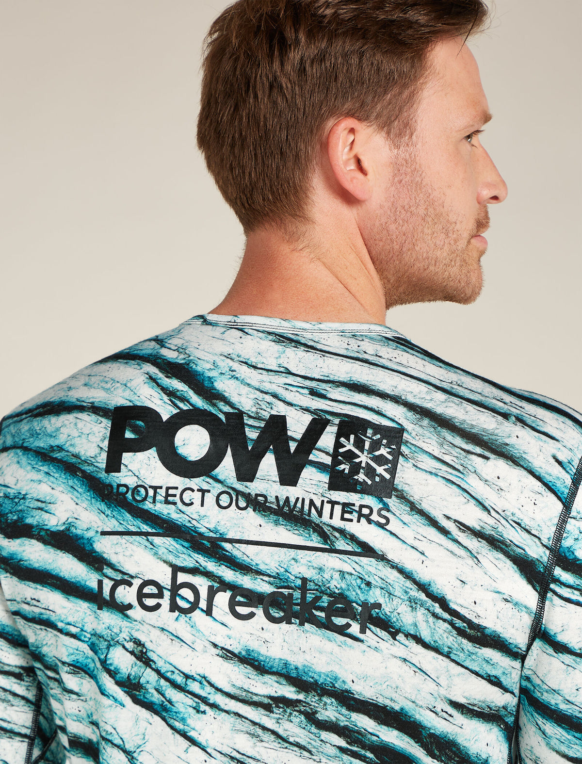 Men's Merino 200 Oasis Long Sleeve Crewe Thermal Top Protect Our Winters AOP  - 7