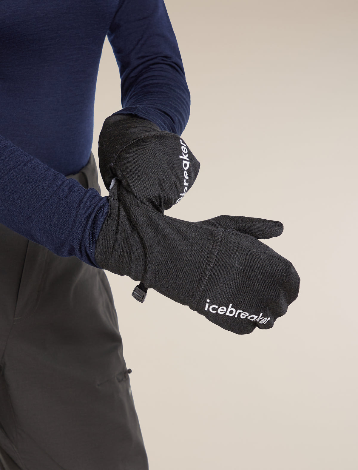 Unisex Merino 200 Convertible Mittens Black - 7