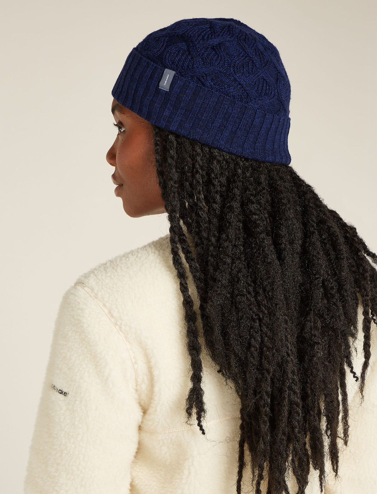 Unisex Merino Cable Knit Beanie Midnight Navy/Royal Navy - 3