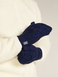 Unisex Merino Cable Knit Mittens  - 3