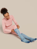Women's Merino Ski+ Light Over The Calf Socks Hydro/Atlantis - 2