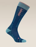 Women's Merino Ski+ Light Over The Calf Socks Mountain Contour Atlantis/Hydro - 4