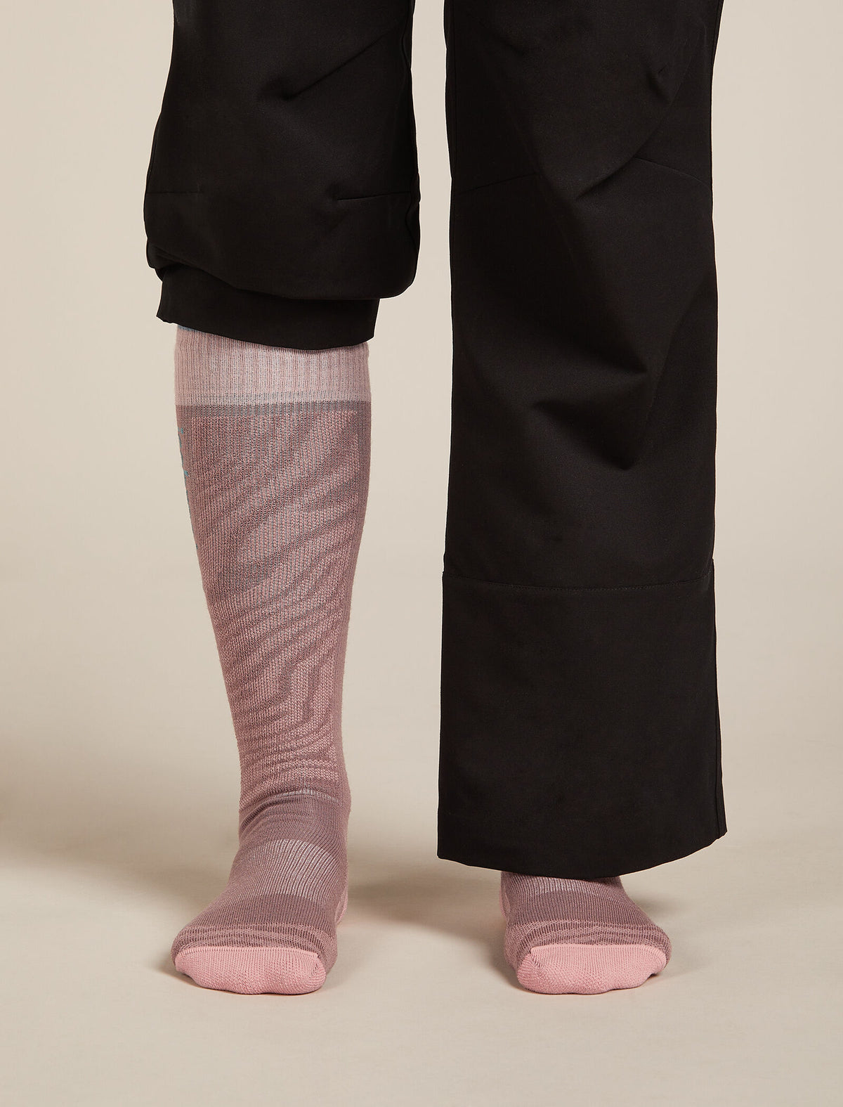 Women's Merino Ski+ Light Over The Calf Socks Mountain Contour Summit/Blush/Hydro - 3