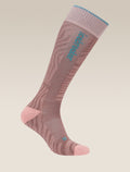 Women's Merino Ski+ Light Over The Calf Socks Mountain Contour Summit/Blush/Hydro - 4