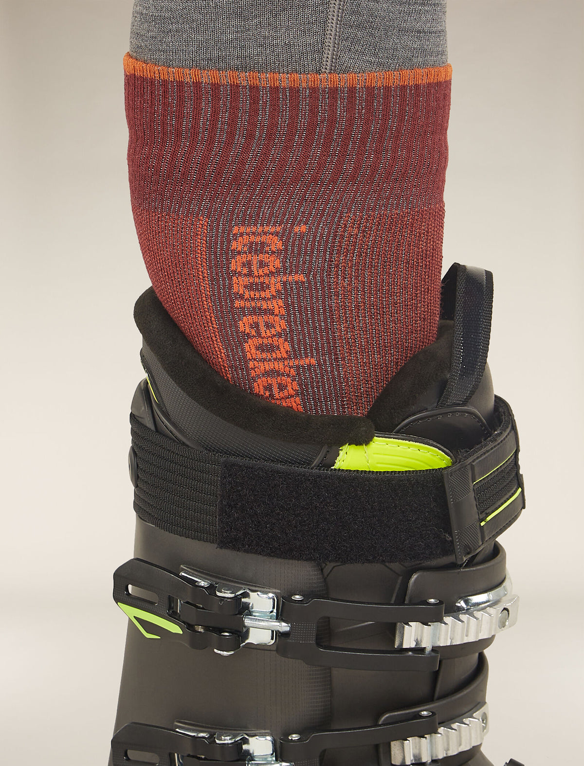 Men's Merino Ski+ Light Over The Calf Socks Port/Blaze - 3