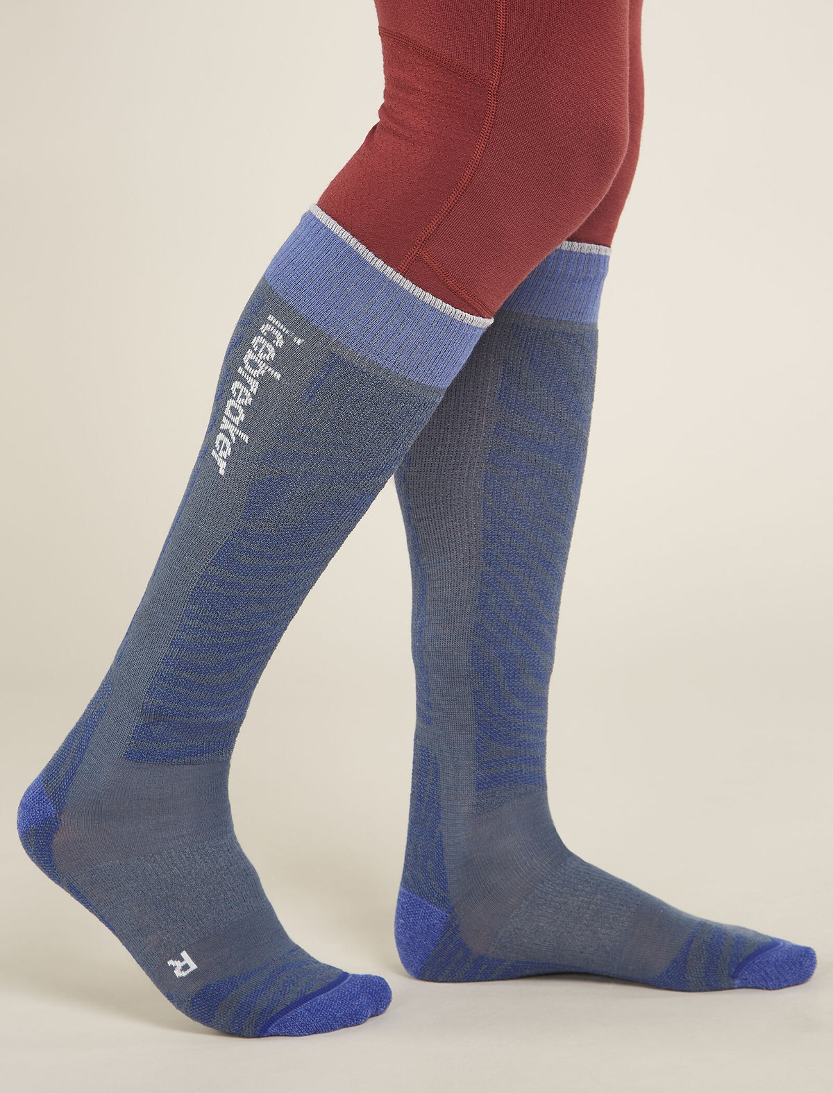 Men's Merino Ski+ Light Over The Calf Socks Mountain Contour  - 2