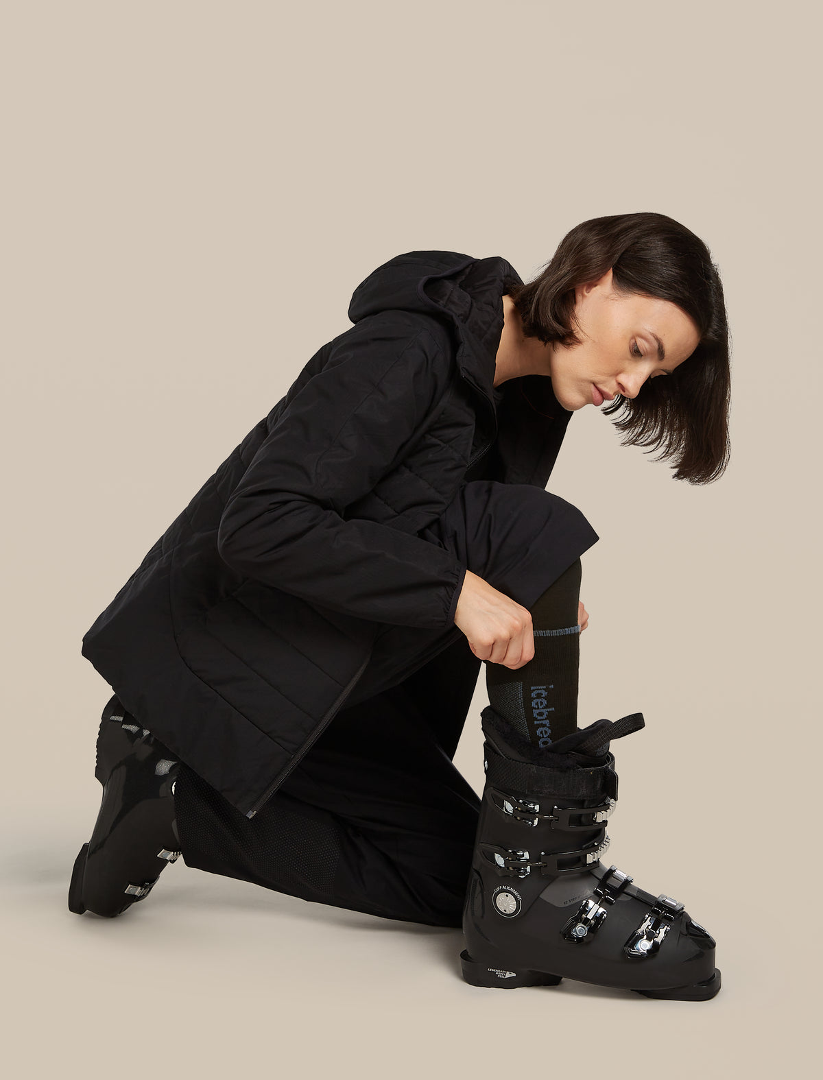 Women's Merino Ski+ Ultralight Over The Calf Socks Black/Dawn - 3